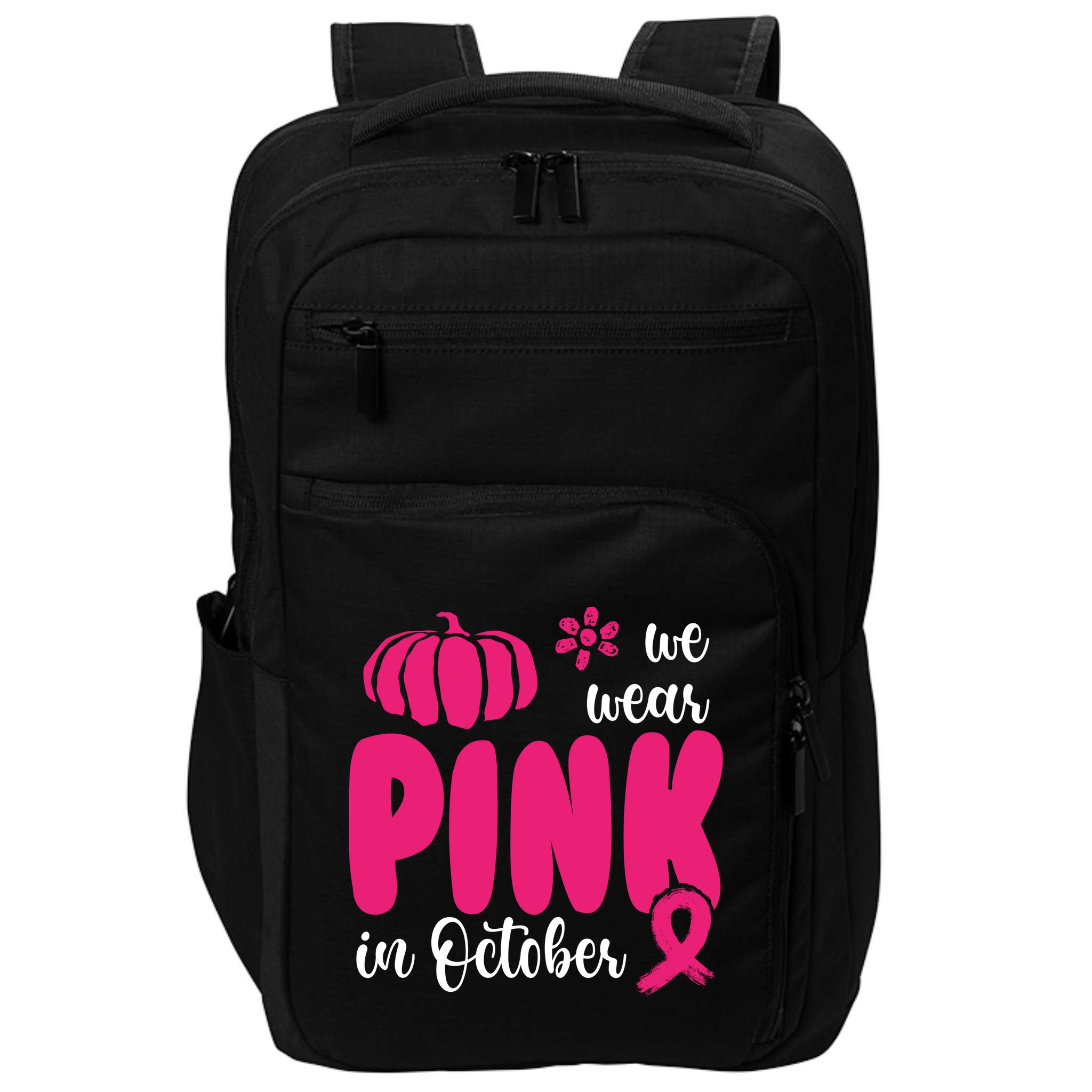 We Wear Pink In October Pumpkin Ribbon Impact Tech Backpack