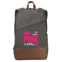 We Wear Pink In October Pumpkin Ribbon Cotton Canvas Backpack