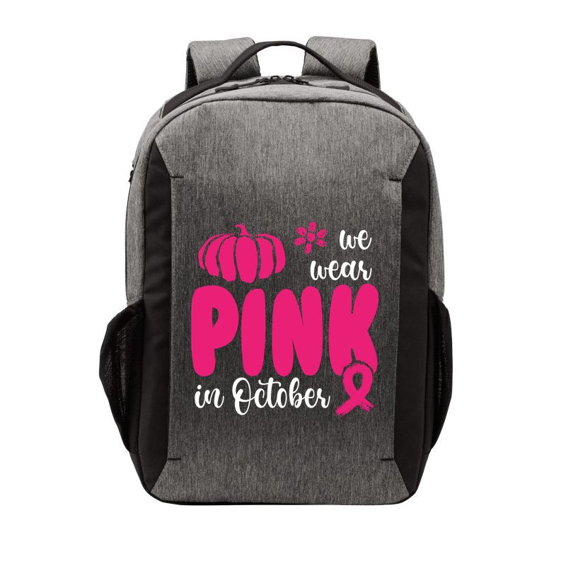 We Wear Pink In October Pumpkin Ribbon Vector Backpack