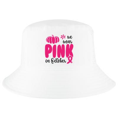 We Wear Pink In October Pumpkin Ribbon Cool Comfort Performance Bucket Hat
