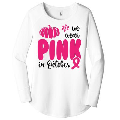 We Wear Pink In October Pumpkin Ribbon Women's Perfect Tri Tunic Long Sleeve Shirt