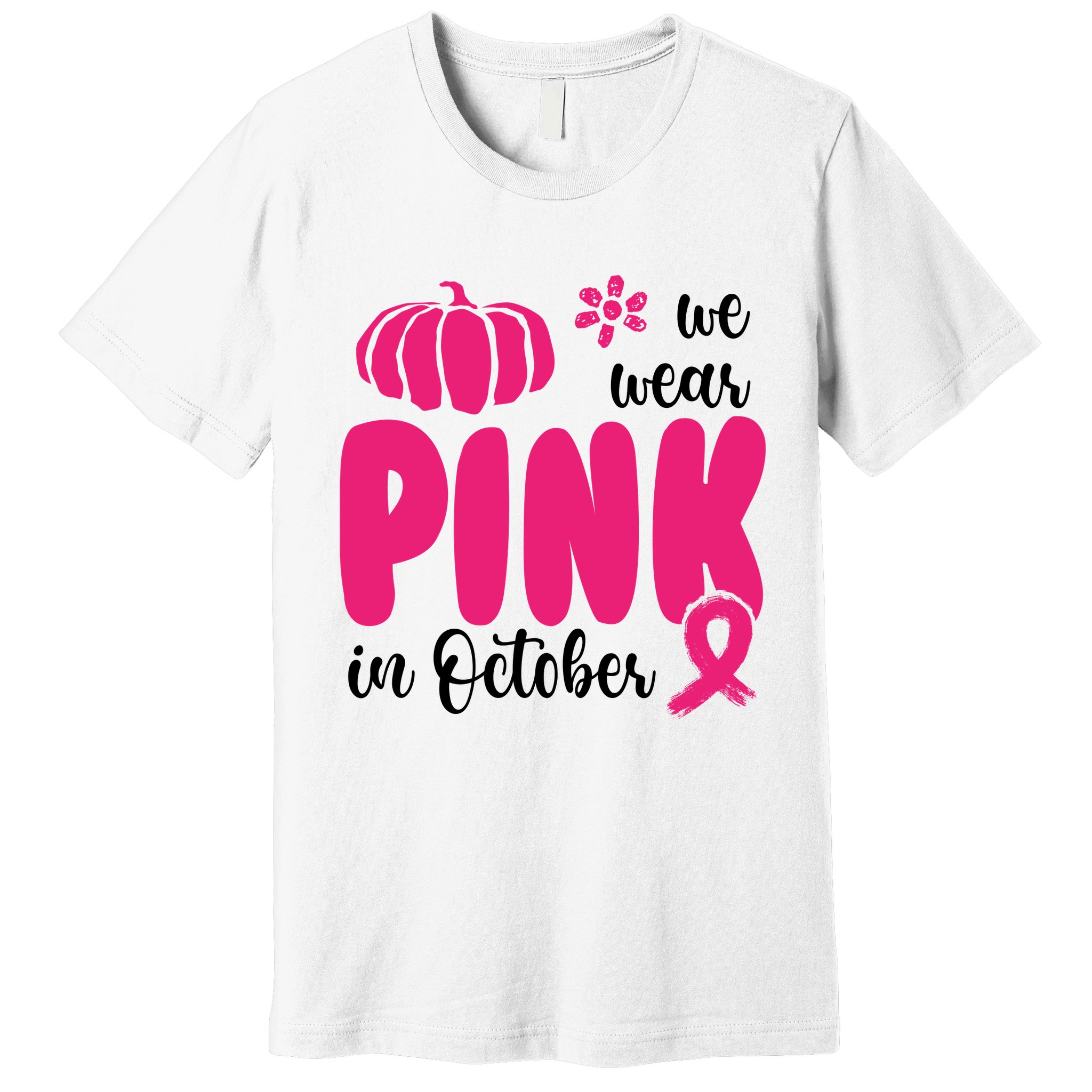 We Wear Pink In October Pumpkin Ribbon Premium T-Shirt