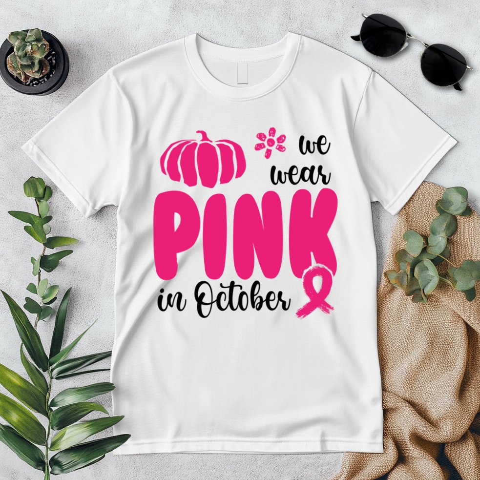 We Wear Pink In October Pumpkin Ribbon Premium T-Shirt