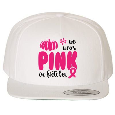We Wear Pink In October Pumpkin Ribbon Wool Snapback Cap