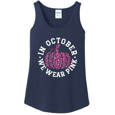 We Wear Pink In October Breast Cancer Awareness Pumpkin Leopard Gift Ladies Essential Tank