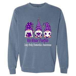 We Wear Purple For Lewy Body Detia Awareness Gift Garment-Dyed Sweatshirt