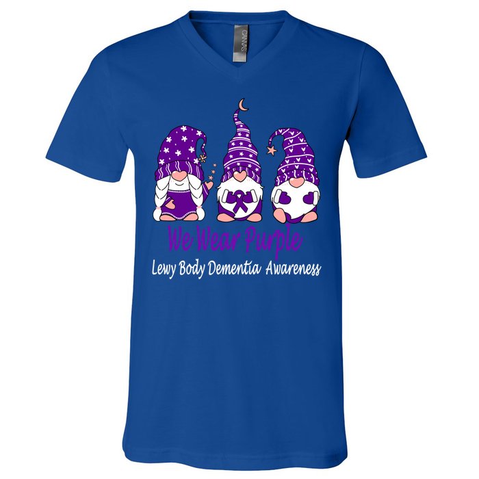 We Wear Purple For Lewy Body Detia Awareness Gift V-Neck T-Shirt