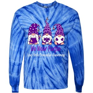 We Wear Purple For Lewy Body Detia Awareness Gift Tie-Dye Long Sleeve Shirt