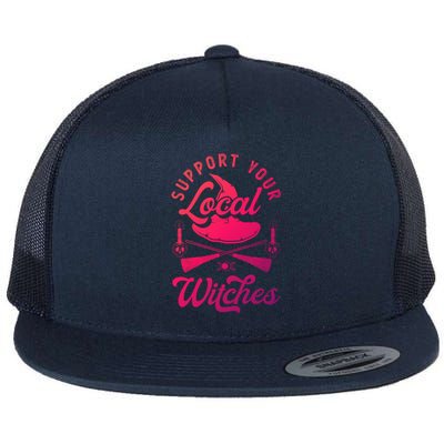 Witchcraft Wicca Pagan Support Your Local Witches Gift Flat Bill Trucker Hat