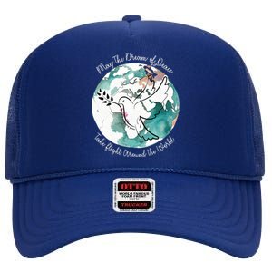 Women World Peace Peace And Love Global Harmony Nonviolence Vneck High Crown Mesh Back Trucker Hat