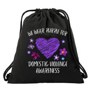 We Wear Purple For Domestic Violence Awareness Month Drawstring Bag