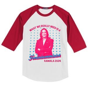 What We Really Need Is A Femininomenon Kamala Harris 2024 Kids Colorblock Raglan Jersey