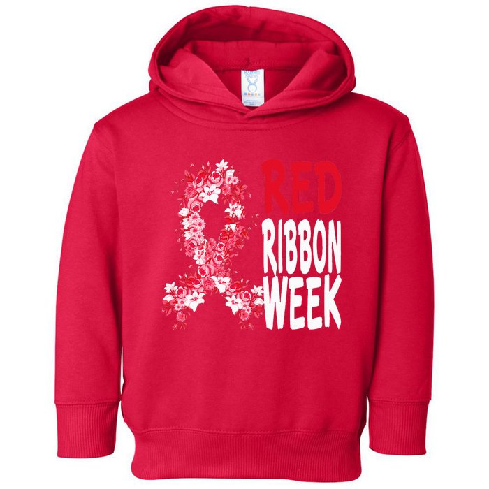 We Wear Red For Red Ribbon Week Awareness Toddler Hoodie