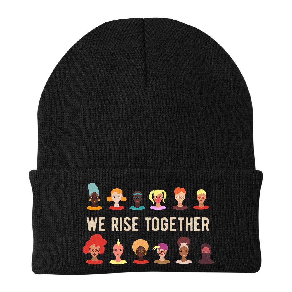 Womens We Rise Together All Women International Women's Day Inspire Beanie