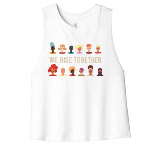 Womens We Rise Together All Women International Women's Day Inspire Women's Racerback Cropped Tank