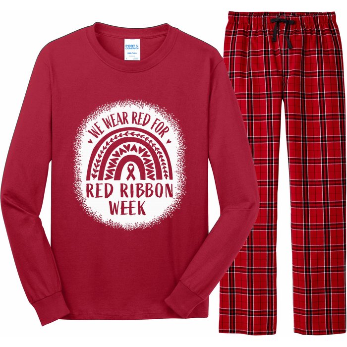 We Wear Red For Red Ribbon Week Awareness Long Sleeve Pajama Set