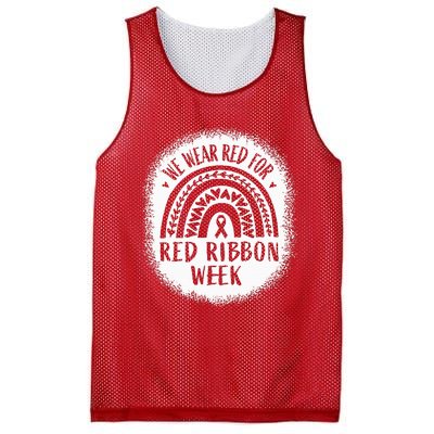 We Wear Red For Red Ribbon Week Awareness Mesh Reversible Basketball Jersey Tank