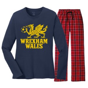 Wrexham Wales Red Dragons Soccer Futbol Women's Long Sleeve Flannel Pajama Set 