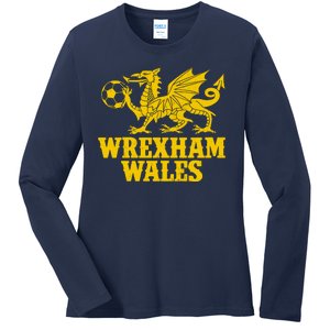 Wrexham Wales Red Dragons Soccer Futbol Ladies Long Sleeve Shirt