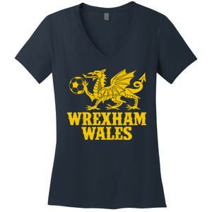 Wrexham Wales Red Dragons Soccer Futbol Women's V-Neck T-Shirt