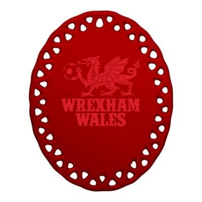 Wrexham Wales Red Dragons Soccer Futbol Ceramic Oval Ornament