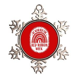 We Wear Red For Red Ribbon Week Awareness Metallic Star Ornament