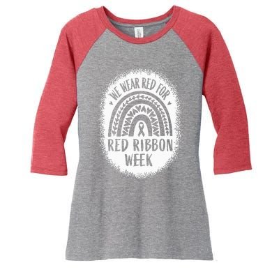 We Wear Red For Red Ribbon Week Awareness Women's Tri-Blend 3/4-Sleeve Raglan Shirt