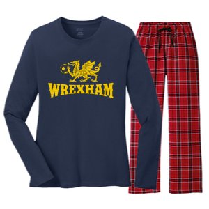 Wrexham Wales Red Dragons Soccer Futbol Women's Long Sleeve Flannel Pajama Set 