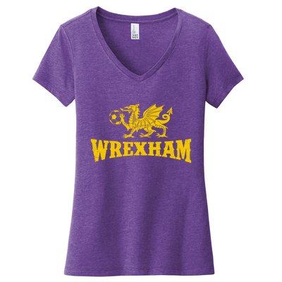 Wrexham Wales Red Dragons Soccer Futbol Women's V-Neck T-Shirt