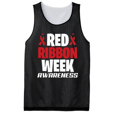 We Wear Red For Red Ribbon Week Awareness Mothers Teachers Mesh Reversible Basketball Jersey Tank