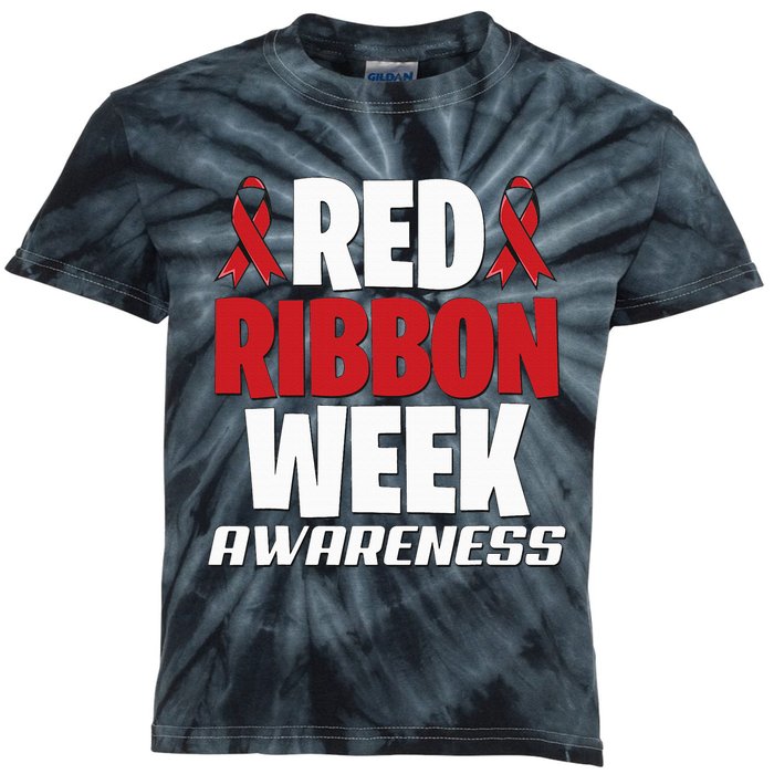 We Wear Red For Red Ribbon Week Awareness Mothers Teachers Kids Tie-Dye T-Shirt