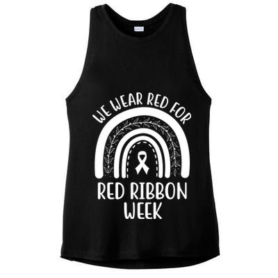 We Wear Red For Red Ribbon Week Rainbow Ladies PosiCharge Tri-Blend Wicking Tank