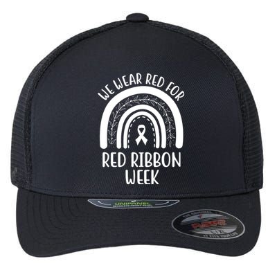 We Wear Red For Red Ribbon Week Rainbow Flexfit Unipanel Trucker Cap