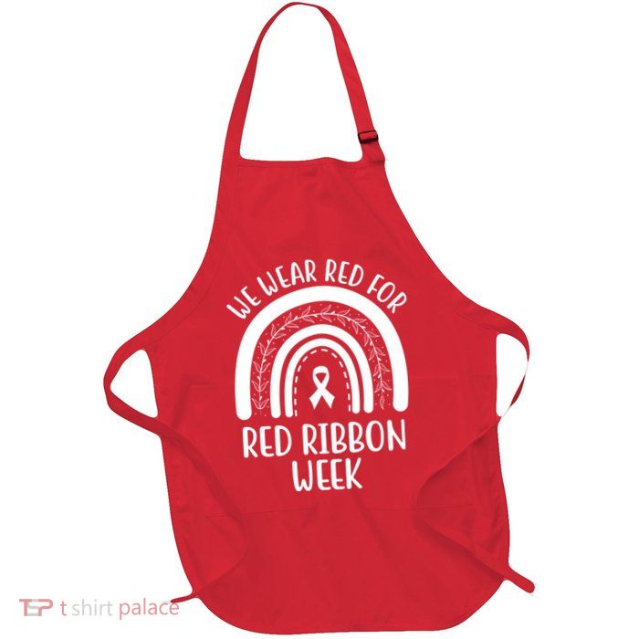 We Wear Red For Red Ribbon Week Rainbow Apron