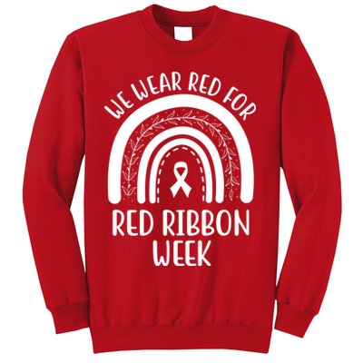 We Wear Red For Red Ribbon Week Rainbow Sweatshirt