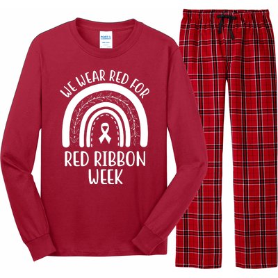 We Wear Red For Red Ribbon Week Rainbow Long Sleeve Pajama Set