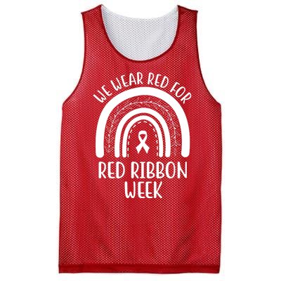 We Wear Red For Red Ribbon Week Rainbow Mesh Reversible Basketball Jersey Tank