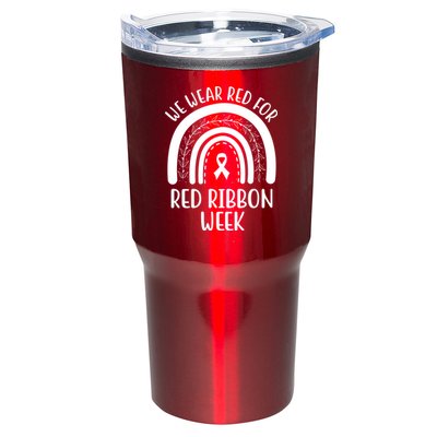 We Wear Red For Red Ribbon Week Rainbow Tumbler