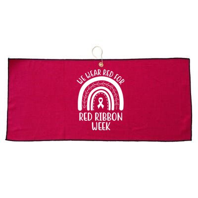 We Wear Red For Red Ribbon Week Rainbow Large Microfiber Waffle Golf Towel