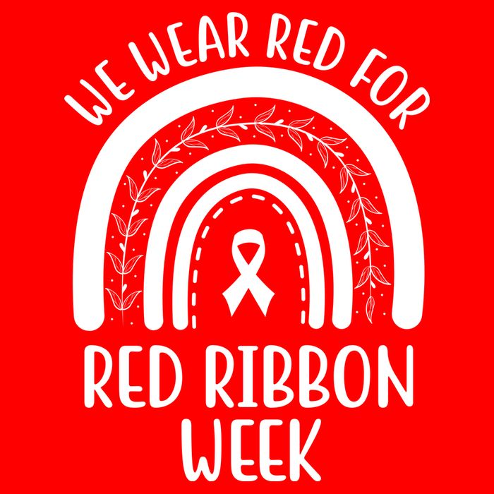 We Wear Red For Red Ribbon Week Rainbow Premium T-Shirt