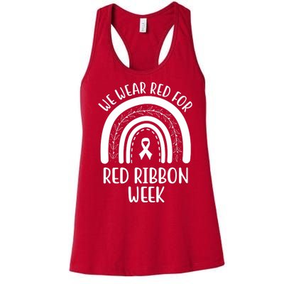 We Wear Red For Red Ribbon Week Rainbow Women's Racerback Tank