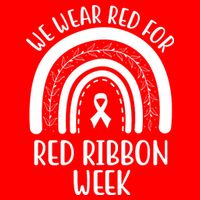 We Wear Red For Red Ribbon Week Rainbow Baby Bodysuit