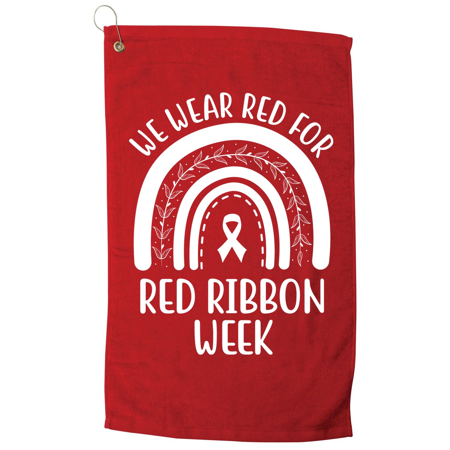 We Wear Red For Red Ribbon Week Rainbow Golf Towel