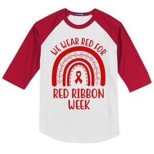 We Wear Red For Red Ribbon Week Rainbow Kids Colorblock Raglan Jersey