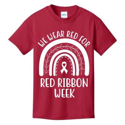 We Wear Red For Red Ribbon Week Rainbow Kids T-Shirt