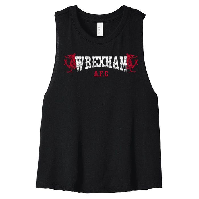 Wrexham Wales Red Dragon Retro Vintage Women's Racerback Cropped Tank