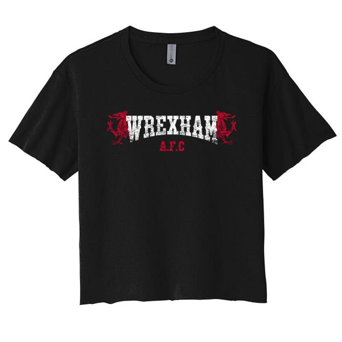 Wrexham Wales Red Dragon Retro Vintage Women's Crop Top Tee