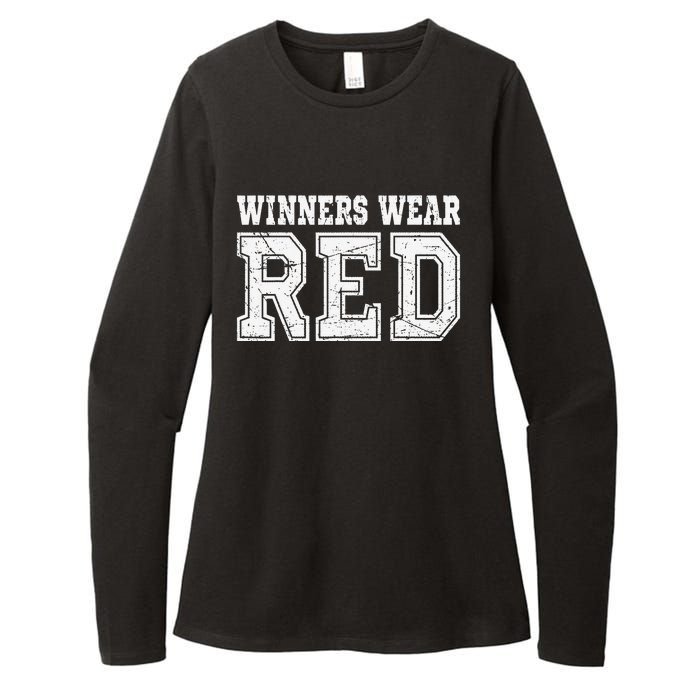 Winners Wear Red Color Team Spirit Game War Camp Parent Crew Womens CVC Long Sleeve Shirt