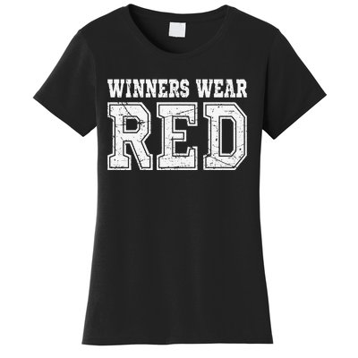 Winners Wear Red Color Team Spirit Game War Camp Parent Crew Women's T-Shirt