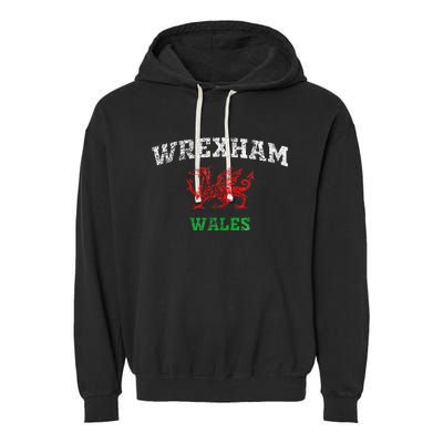 Wrexham Wales Retro Vintage Garment-Dyed Fleece Hoodie